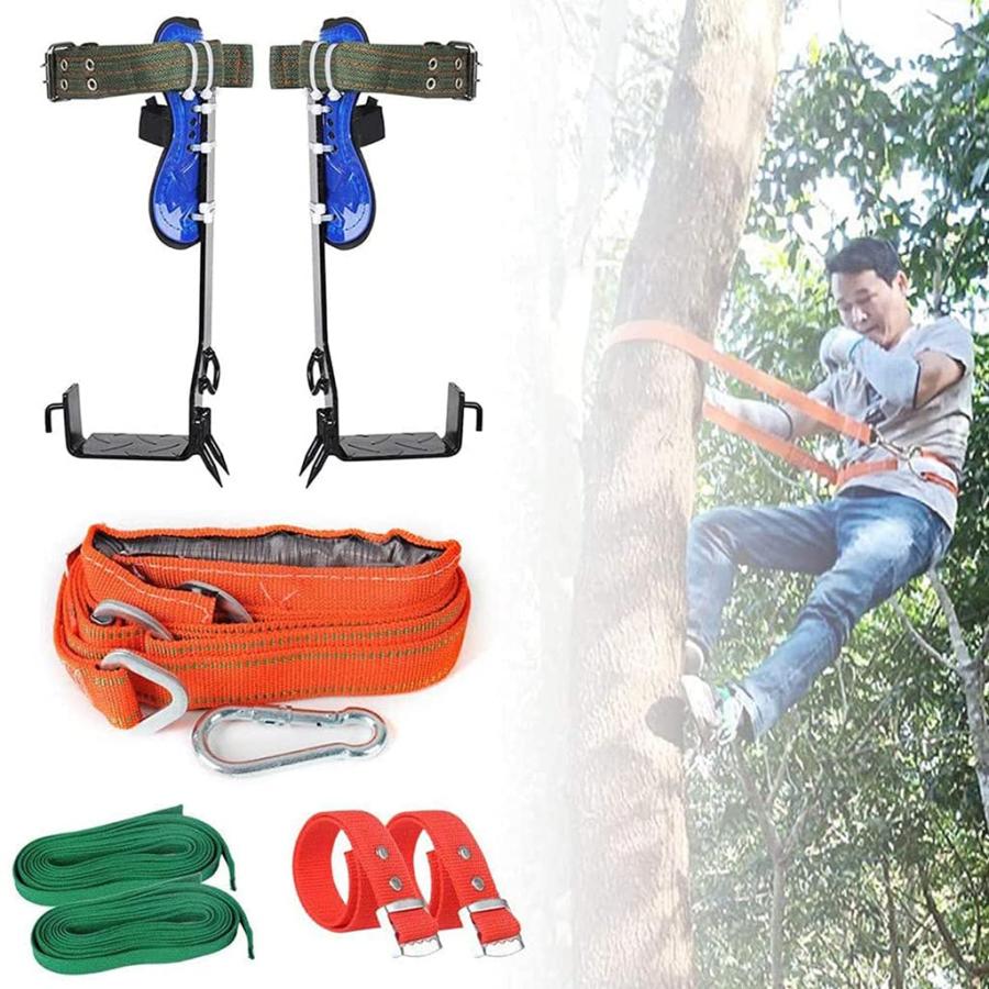 登山道具 木に登る道具 木登り器 木登り道具 昇柱器 直立木登りツール 木登りツール調節可能なストラップロープ 木登り靴滑り止めペダル 落下防止 最大積載量約220ポンド 登山用 庭木 木登り 観察 登山などに適用 丈夫で耐久性に優れる Amazon QVONTON 木登り器 木登り道具 昇柱器 直立木登りツール 木登りツール調節可能なストラップロープ 木登り靴滑り止めペダル 落下防止 最大積載量約220ポンド