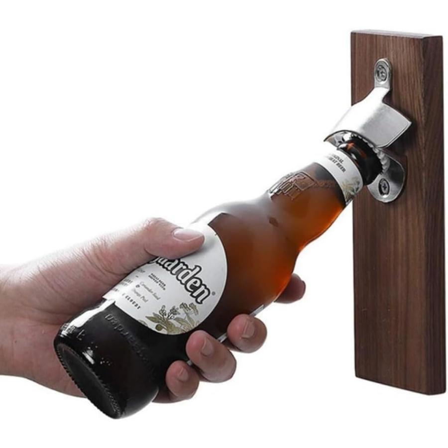 栓抜き マグネット 壁掛け ビール瓶オープナー 壁に取り付けられた