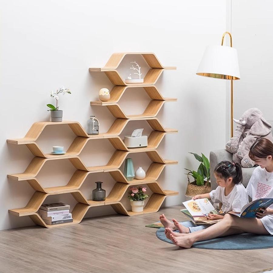 木製 仕切り付き本棚☆絵本なども収納可能☆ ぼん家具 木製ラック 扉付き ハイタイプ本棚 おしゃれ 収納家具 本棚