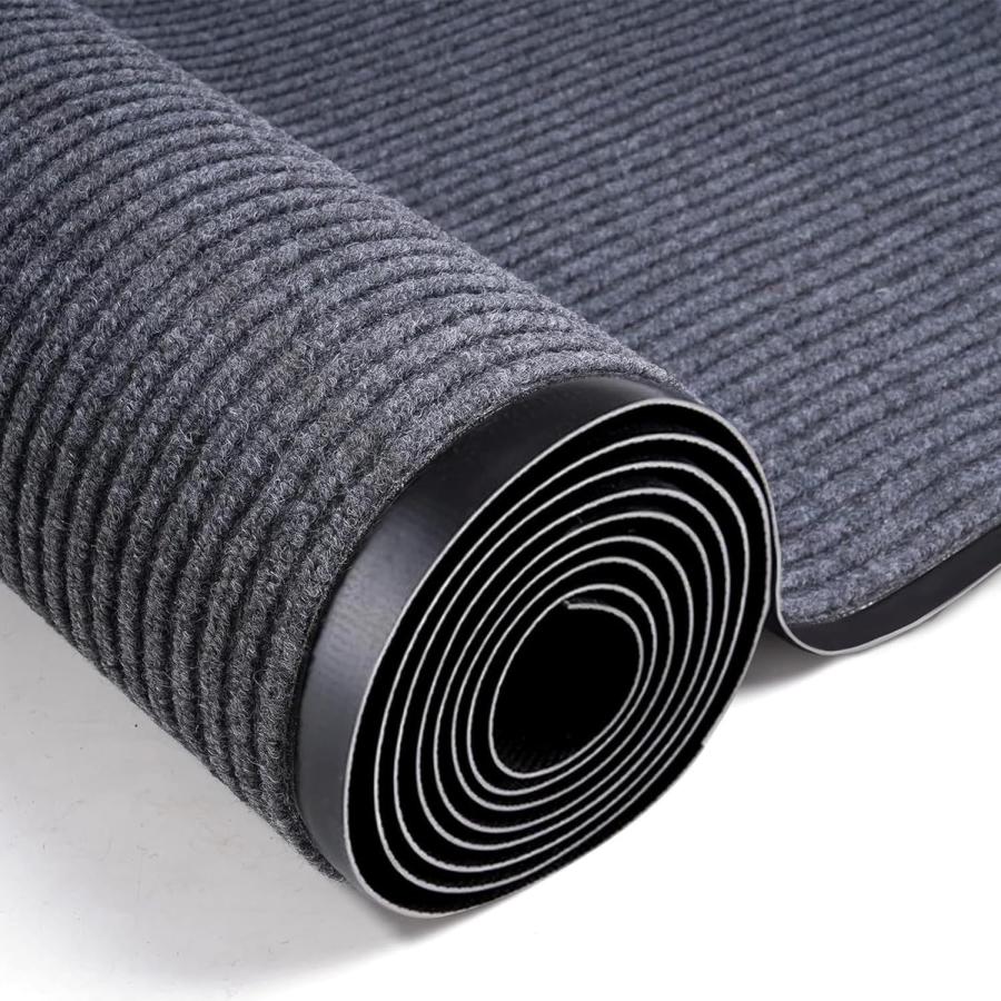 玄関マット 300×90cm ドアマット 厚さ0.7cm 屋外 泥落としマット 室内 家庭用 滑り止め キッチンマット 用途多様 足ふきマット 廊下マット 吸水マット グレーの画像