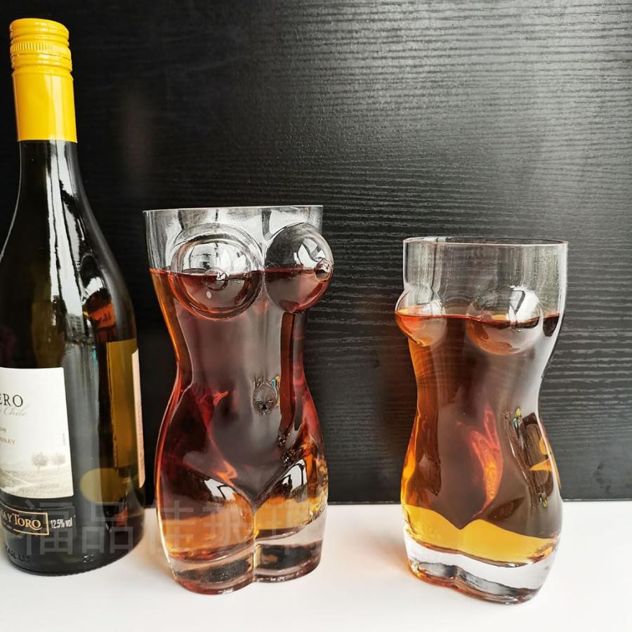 人体カップ 透明ガラス おもしろ食器 400ml/580ml/700mlビールグラス