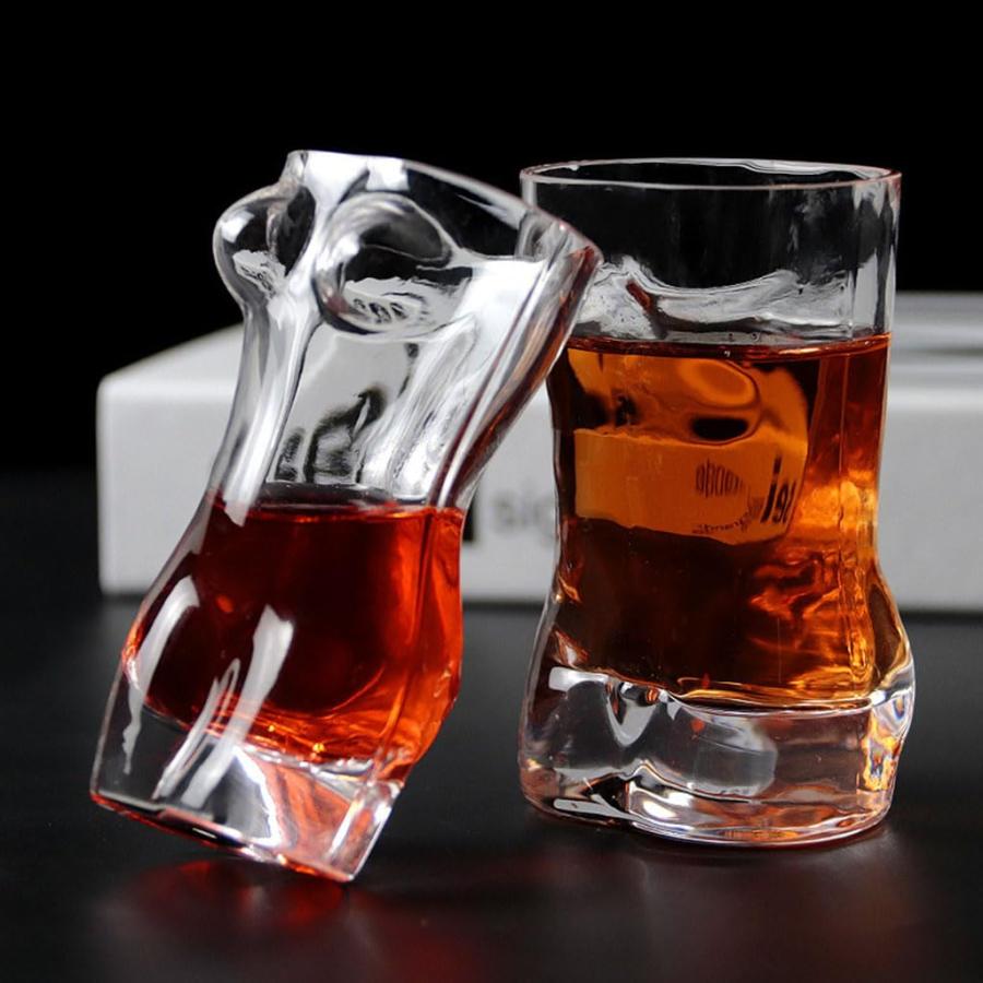 人体カップ 透明ガラス おもしろ食器 400ml/580ml/700mlビールグラス