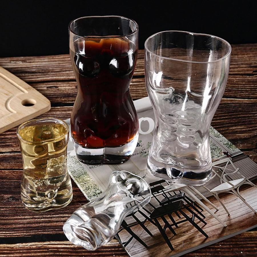 人体カップ 透明ガラス おもしろ食器 400ml/580ml/700mlビールグラス