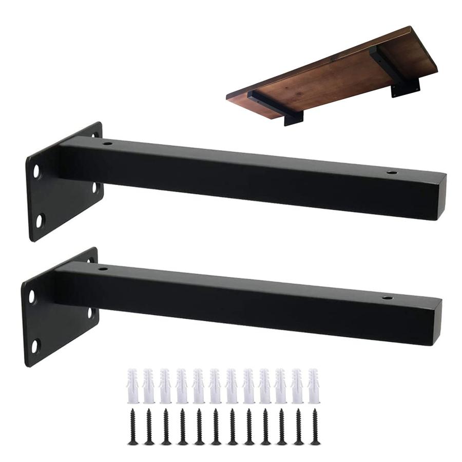 隠し 棚受け金具 ブラケット 黒、L型 棚受け金具、金属鉄製、最大耐