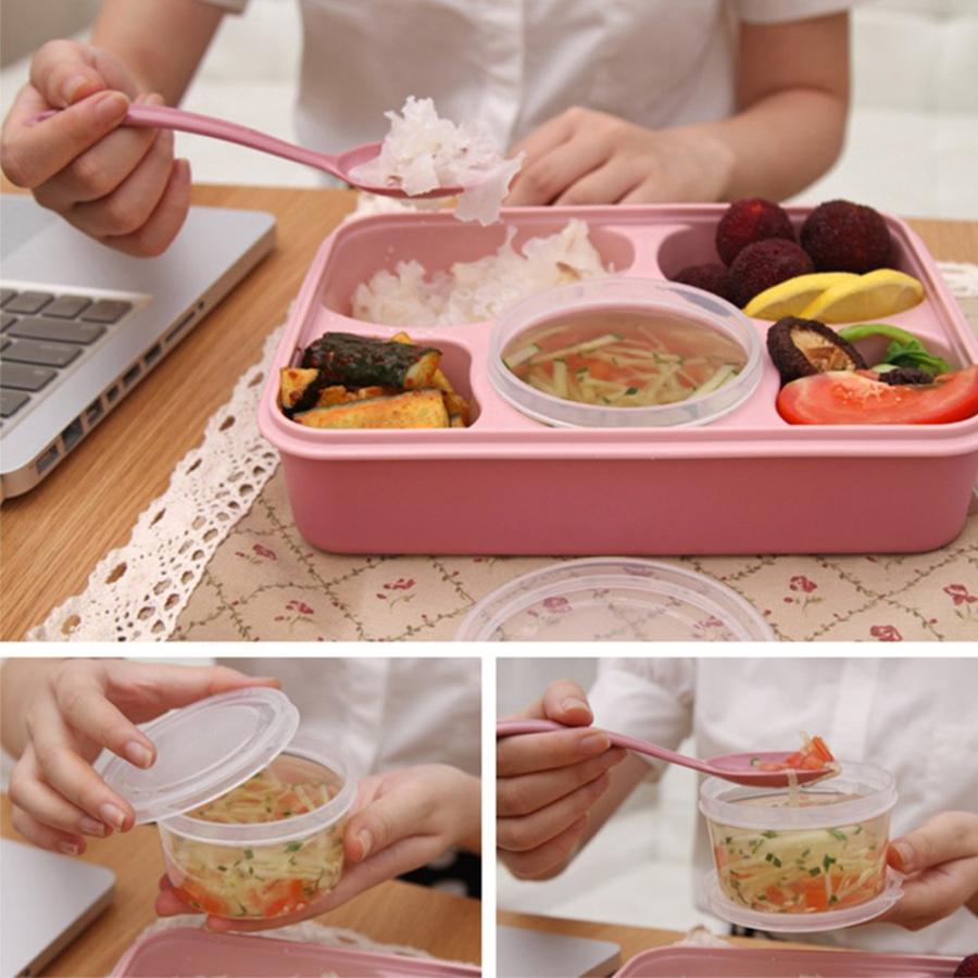 可愛いお弁当箱 ランチボックス 5+1区仕切りコンテナ お茶碗 スプーン 