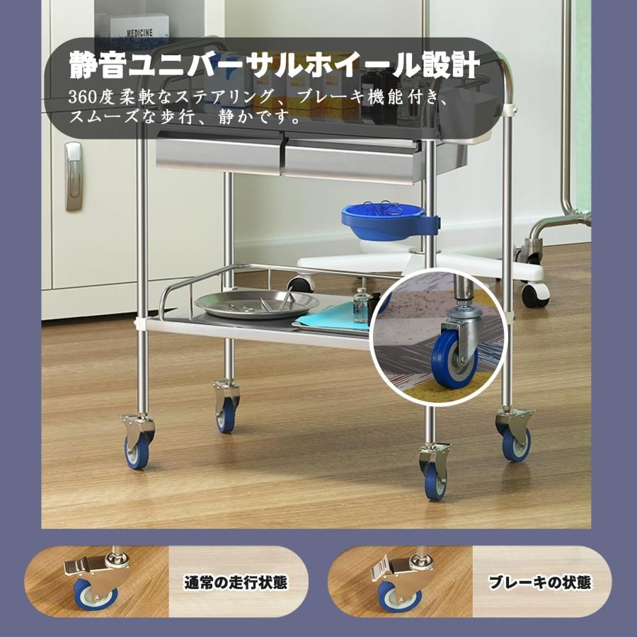 ステンレス製 医療用ワゴン 介護カート 2/3段 クリニックカート ステンレス製 医療用ワゴン 介護カート 2/3段 クリニックカート