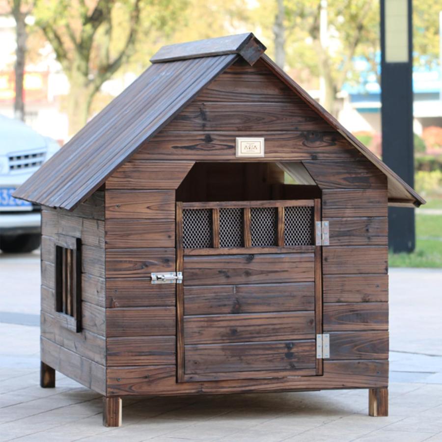 犬小屋 屋外用 木製 犬舎 小型犬 中型犬 超大型犬 屋根 ドア付き 窓