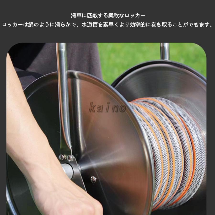 ホース収納リール ホースリール ホースリール 40m ステンレス鋼 水道ホースリール ホームガーデンロードで使用される ホース用 ポータブルガーデンホースリール_2
