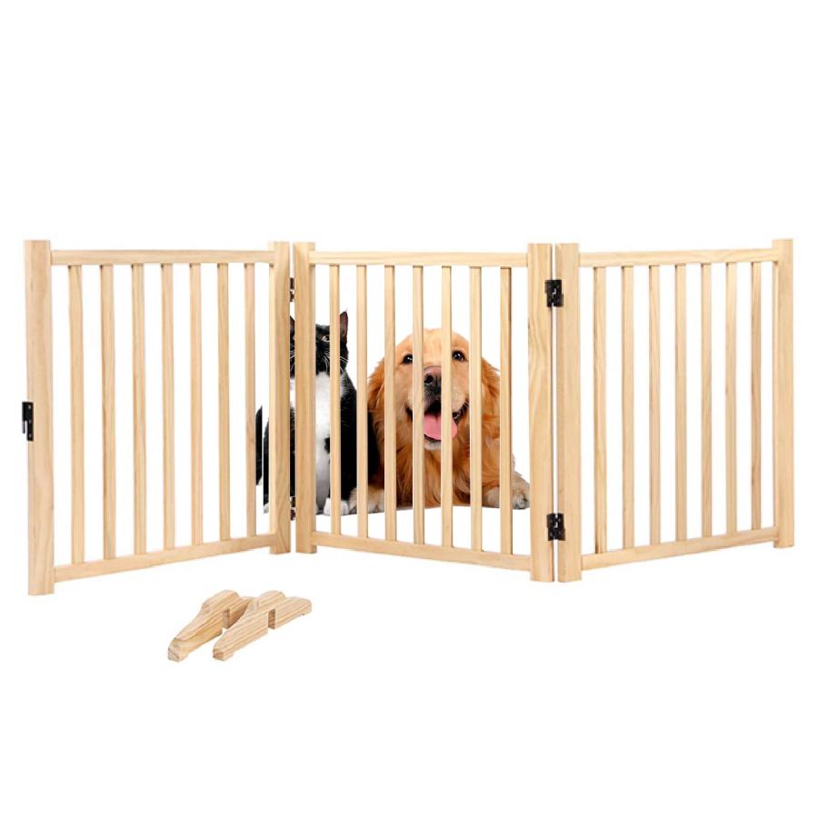 犬用ゲート 木目調 中型犬用 木製 ペットゲート 犬用ゲート 折り式バリア 小型犬 中型犬 脱走防止