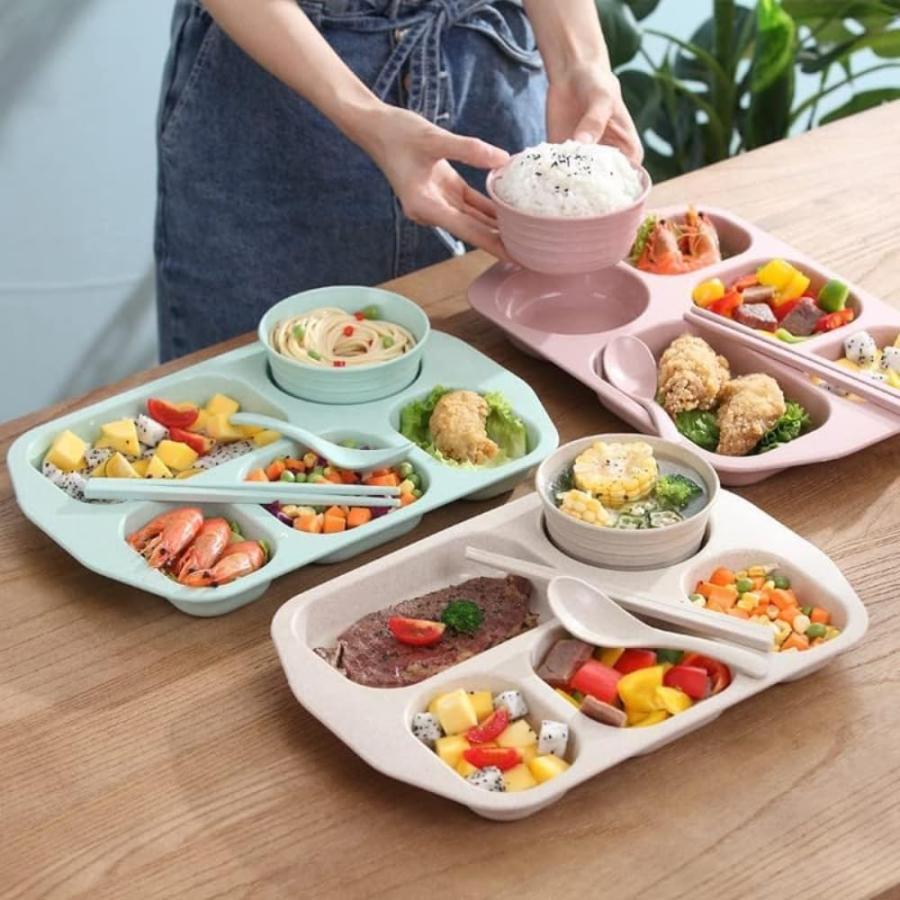 仕切り皿 ランチプレート 深め 分割プレート 5つ仕切り 小麦プレート