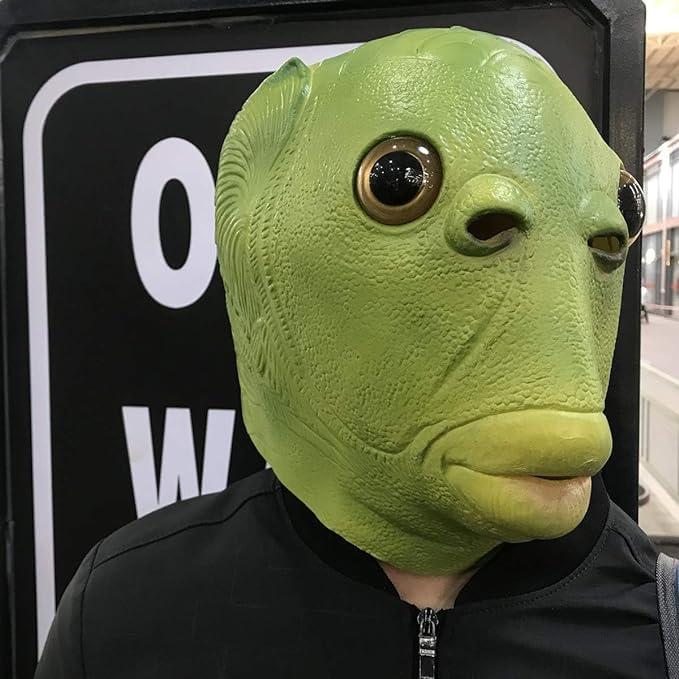 半魚人マスク グリーンフィッシュマスク緑の魚マスク かぶりもの
