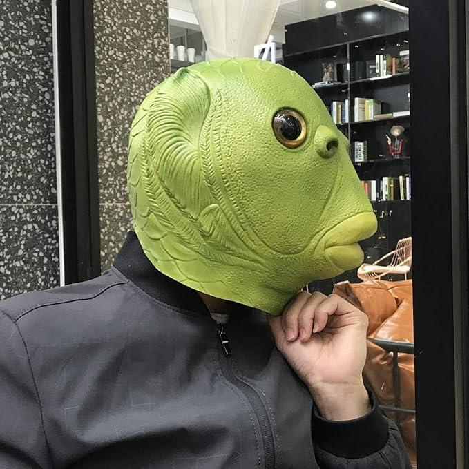 半魚人マスク グリーンフィッシュマスク緑の魚マスク かぶりもの