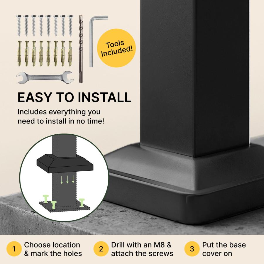 金属製手すり 屋外の階段用 1~4段に対応 錬鉄製の階段手すり 4フィート