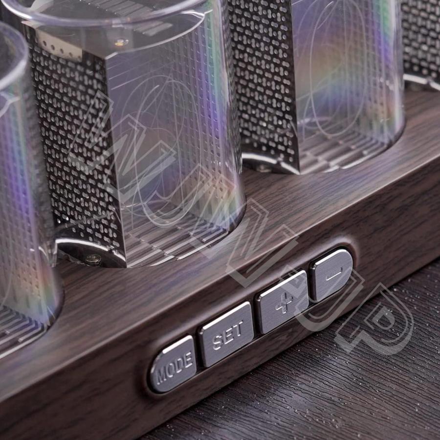 ニキシー管風置き時計 レトロモダン木製クロック 1600万色 RGB
