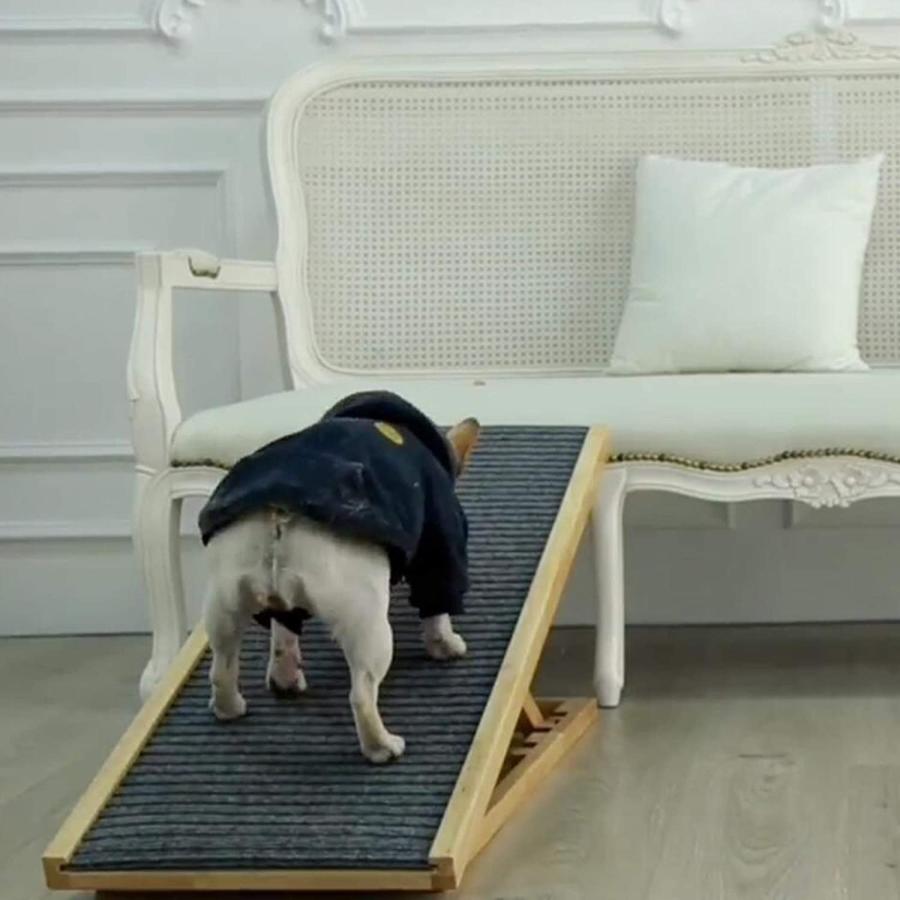 ペット用階段 犬 階段 犬用スロープ，負荷176ポンドの 背の高いベッド、ソファ、車、SUV、窓用の高さ調節可能なペット用階段 木製の折りたたみ式スロープ，ペッ