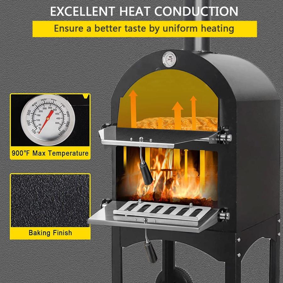 ピザ窯 家庭用 屋外ピザオーブンピザ窯煙突 とピザストーンを備えた