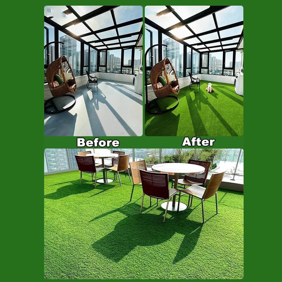 人工芝 マット、芝生マット 室内 屋外用 高さ 20 Mm 排水穴付き 