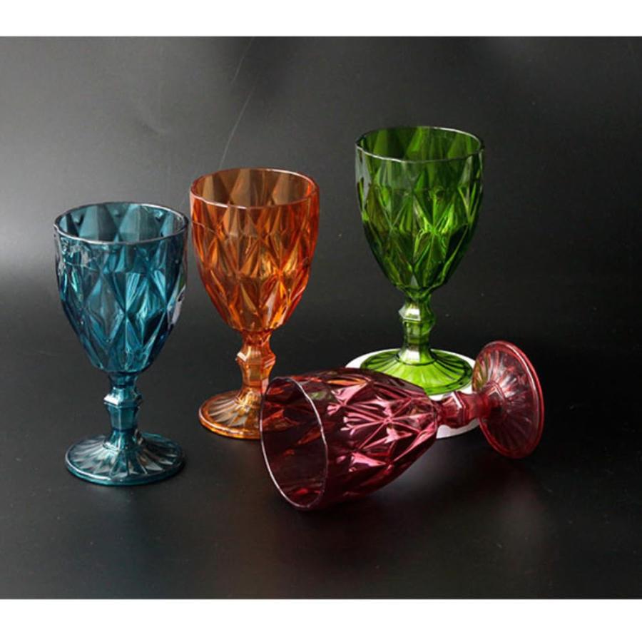 プラスチック製赤ワイングラス 4 個、330ml 模造ガラス製カラー