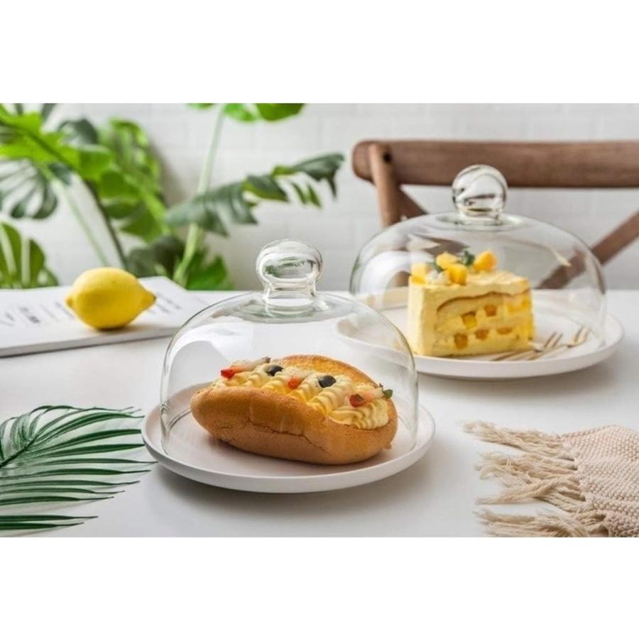 ガラスケーキカバー 透明ガラス食品カバー 13/16/18/21/23/24/26/28