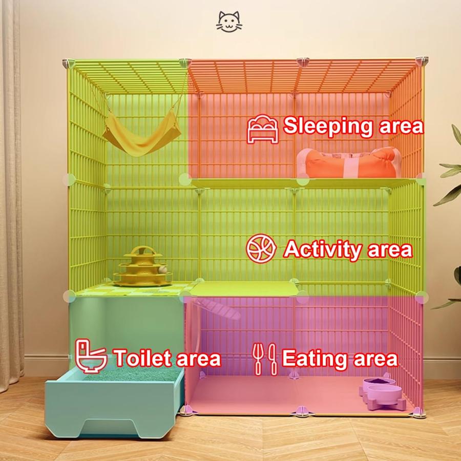 猫用ケージ トイレ付き 移動式猫用エンクロージャー 車輪付き 猫用