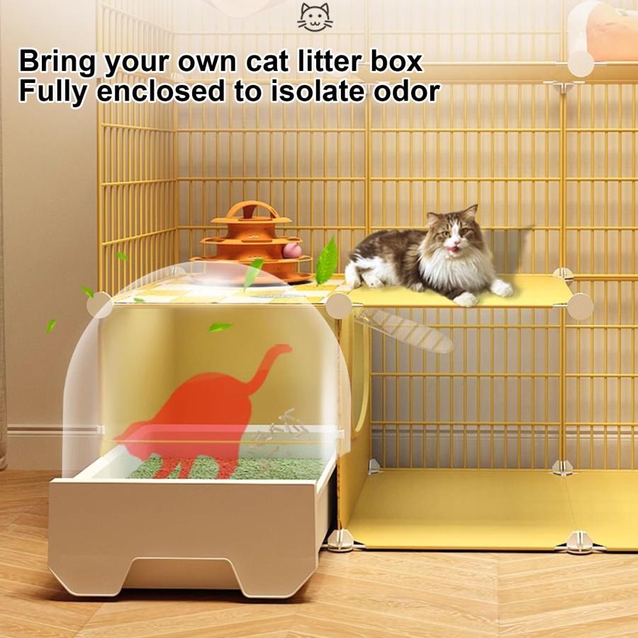 猫用ケージ トイレ付き 移動式猫用エンクロージャー 車輪付き 猫用