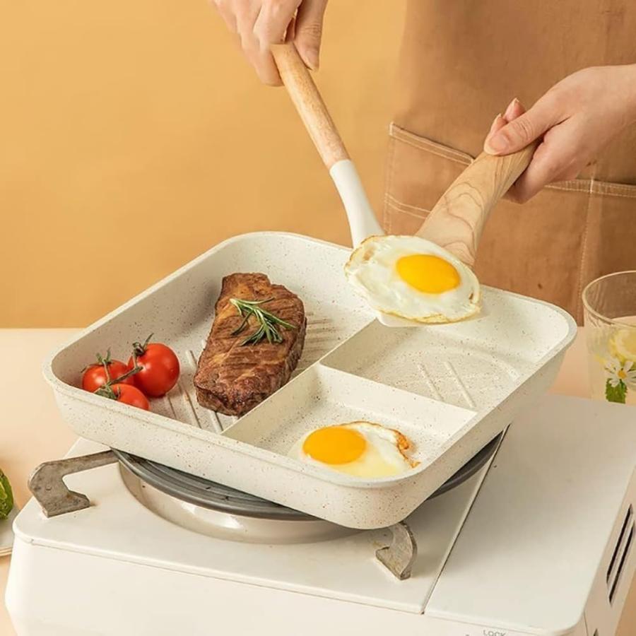 目玉焼きフライパン 仕切り付きフライパン 四角型 卵焼き器 IH対応