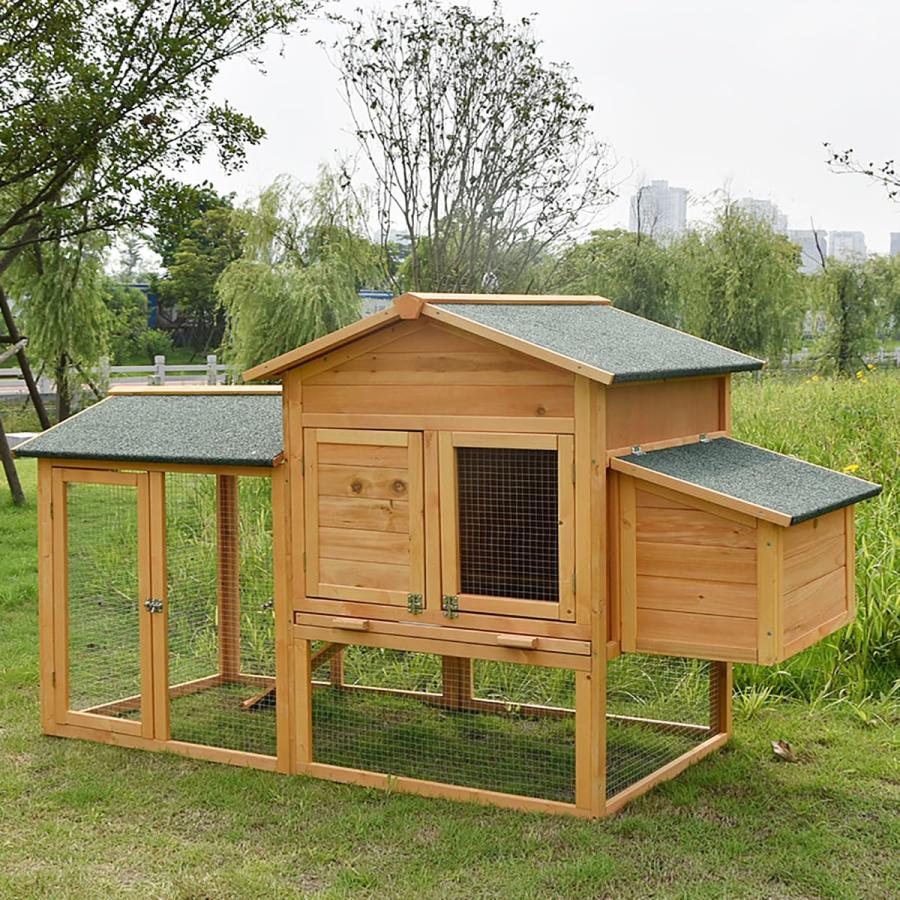 屋外用の大型木製鶏小屋、トレイ付きで組み立てが簡単、多扉設計、雨を 