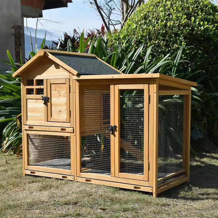 木製 鶏小屋 屋外 耐候性 大型 鶏かご 6羽の鶏用の大きな鶏小屋 防雨