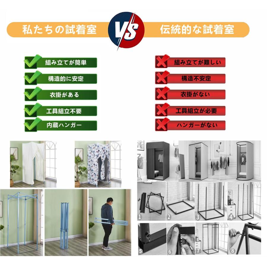 フィッティングルーム 試着室 更衣室 スライドレール式 幅80×奥行80×高