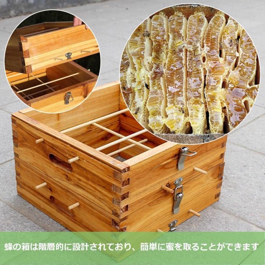 3/5階 蜜蜂巣箱 ミツバチ 巣箱 重箱式 養蜂箱 養蜂用具 杉材 蜂ハイブ 