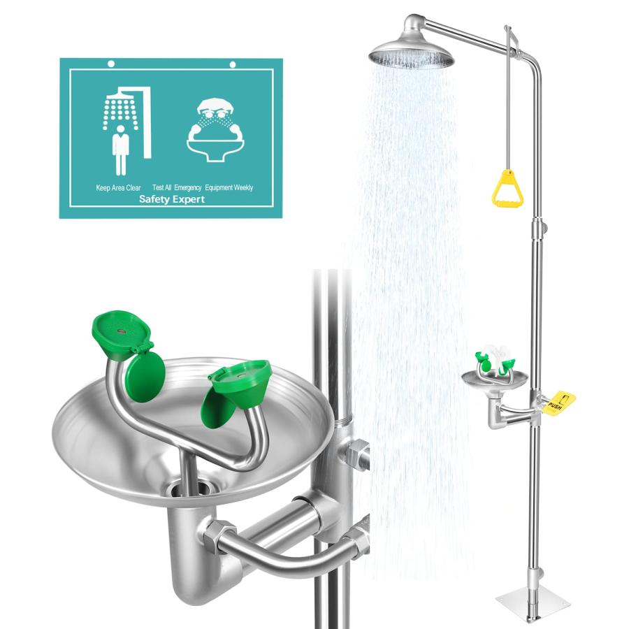 緊急用シャワー式洗眼器 一体 スタンド式 304ステンレス 緊急洗眼 目を