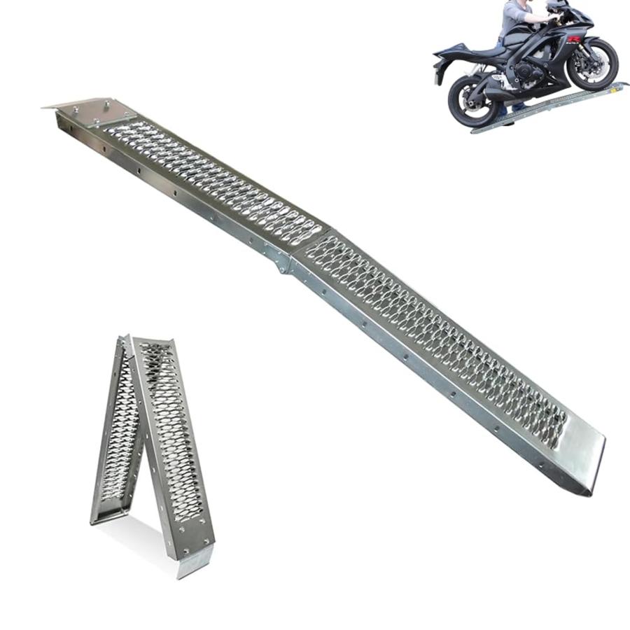 バイク折りたたみスロープ　200kg ラダーレール バイクスロープ 両方向スロープ アルミブリッジ