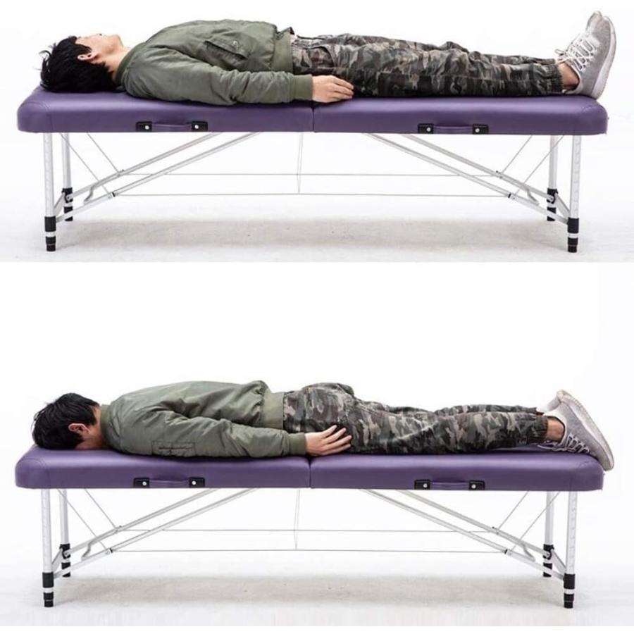 折りたたみ マッサージベッド (アルミ?有孔)長さ185×幅60×高さ48?73cm