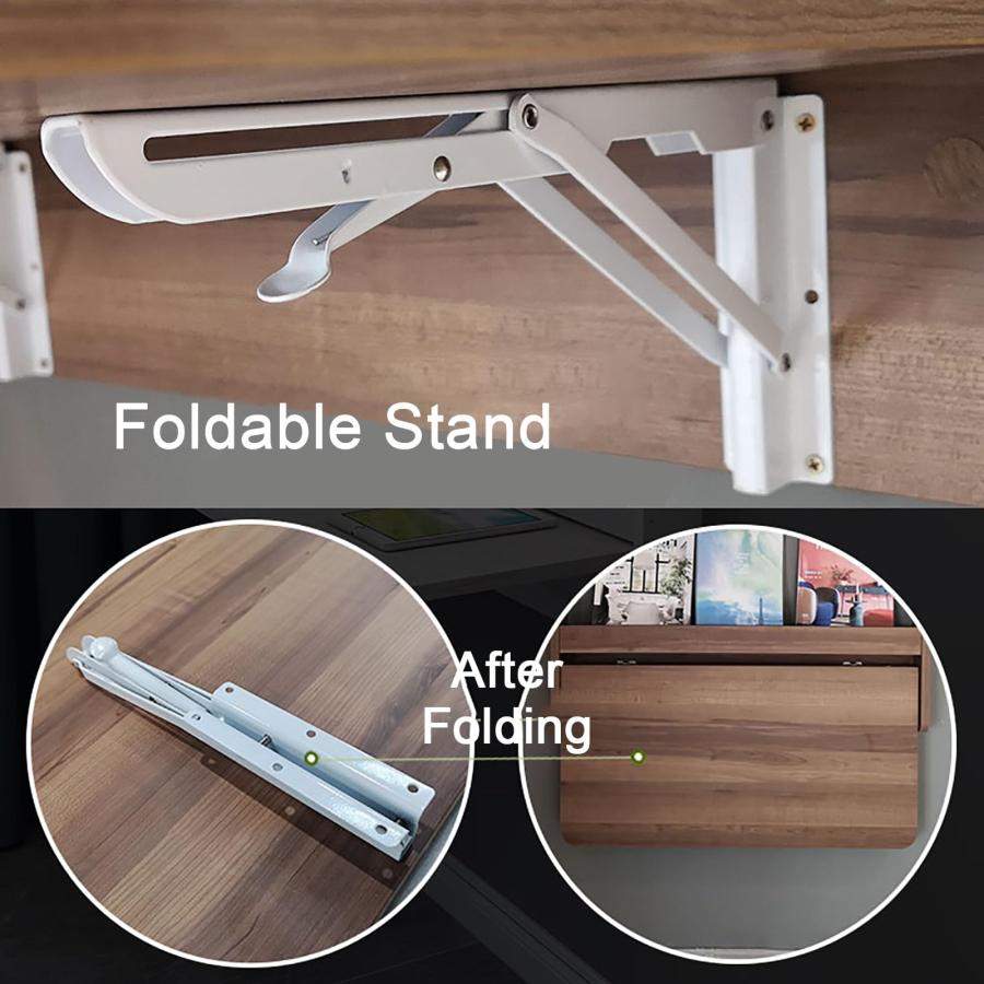 収納棚と一体化した折りたたみ式壁掛けドロップリーフテーブルデスク