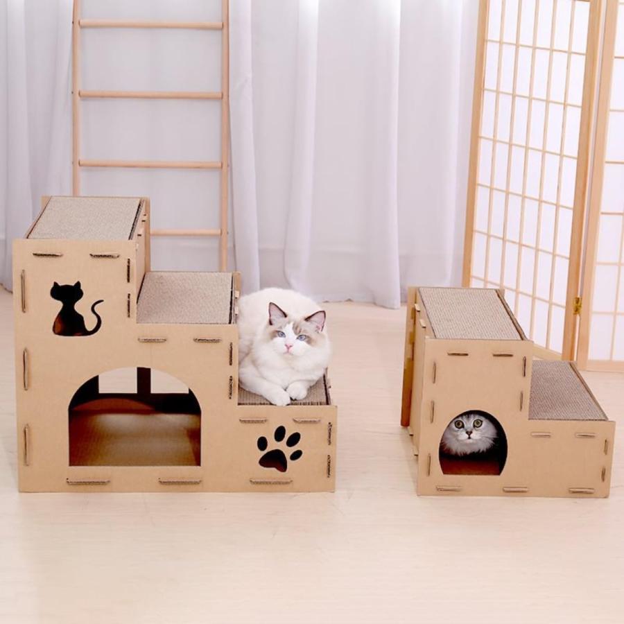 猫ハウス 段ボール 爪研ぎ キャットタワー 階段 猫用爪とぎ ステップ