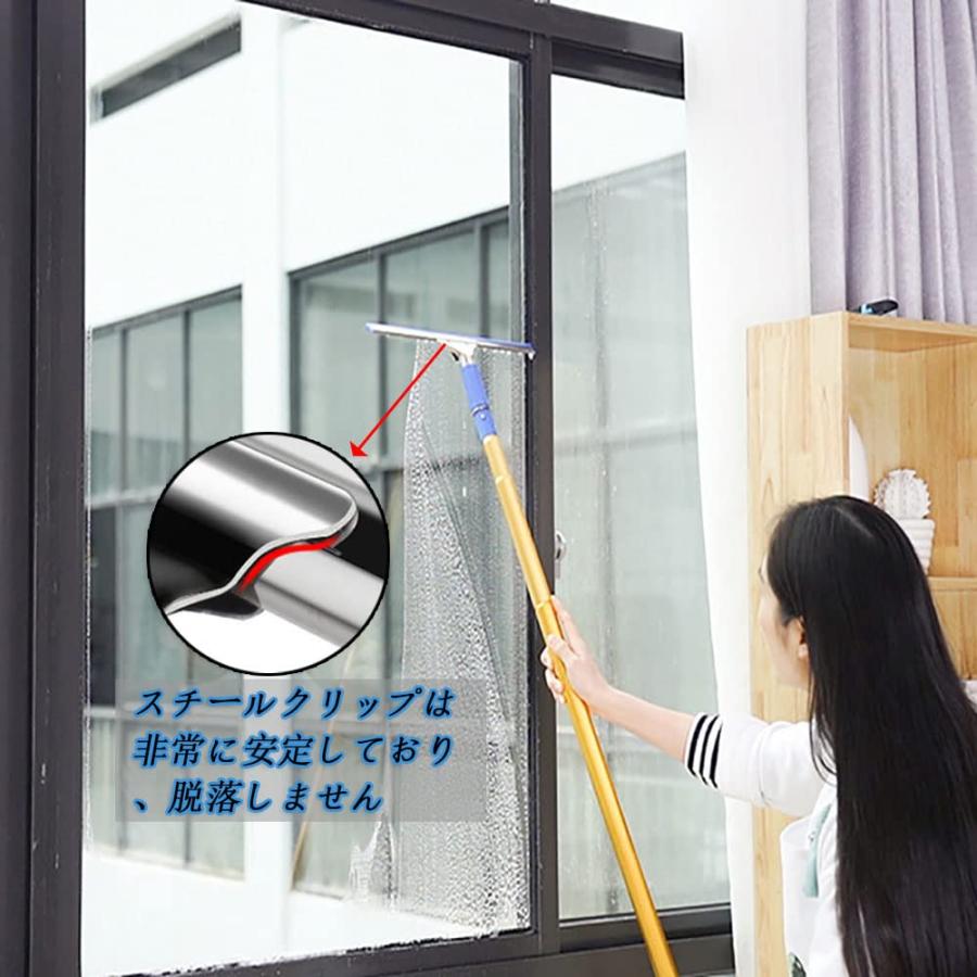 伸縮柄のガラスワイパー 高所掃除ブラシ 外壁掃除 窓掃除 高所
