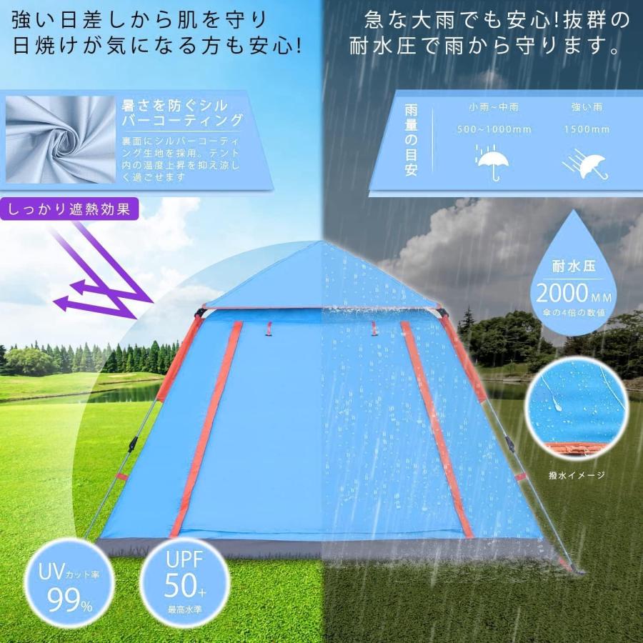 2026最新 テント ワンタッチ 4-6人用 耐水圧3000mm UVカット 紫外線