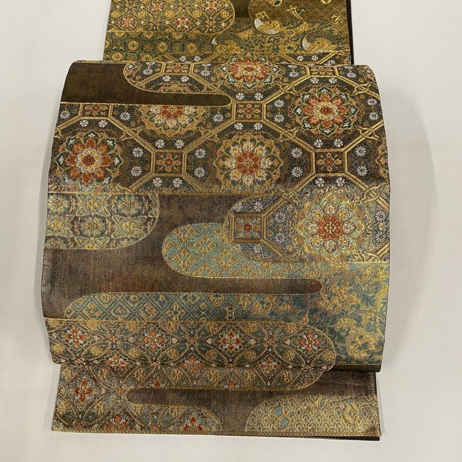 在庫一掃 袋帯 美品 秀品 華文更紗 ヱ霞 有職文様 金銀糸 箔 金色 六通 正絹 中古 バイセルオンライン Yahoo 店 通販 Yahoo ショッピング