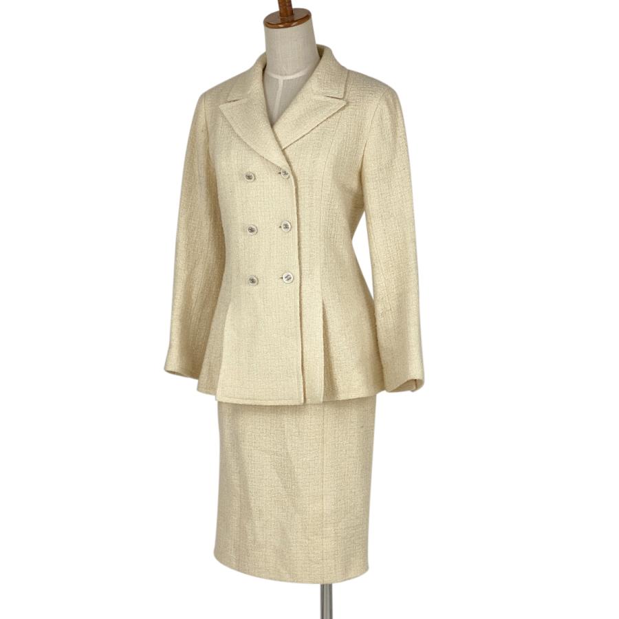 シャネル Chanel ツイード セットアップ ココマーク Ccマーク 98a ダブルボタン スカートスーツ ウール ナイロン アイボリー レディース 中古 バイセルオンライン Yahoo 店 通販 Yahoo ショッピング