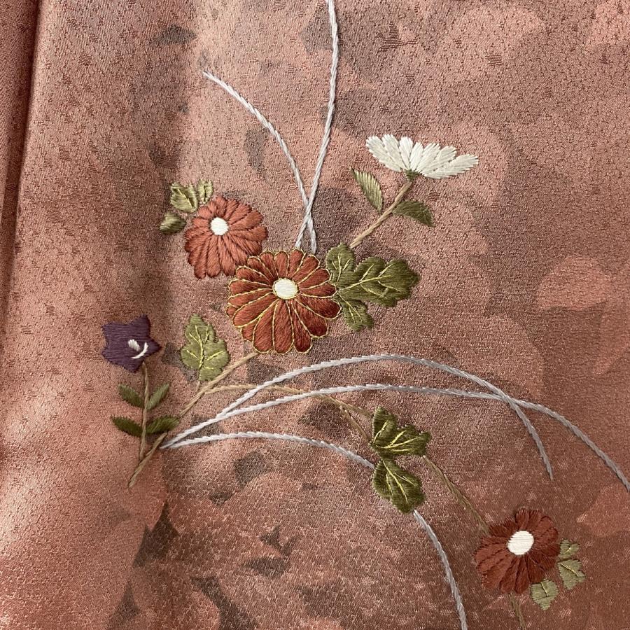 訪問着 美品 優品 菊 シルエット柄 金糸 刺繍 小豆色 袷 身丈164cm 裄丈66cm M 正絹 中古 バイセルオンライン Yahoo 店 通販 Yahoo ショッピング