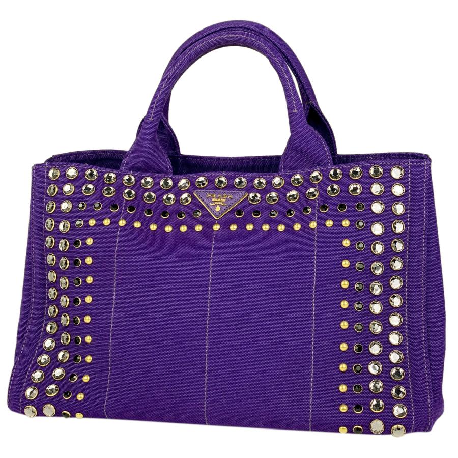 プラダ Prada カナパ トート 手提げ 肩掛け 2way スタッズ ビジュー トートバッグ キャンバス パープル B264 レディース 中古 バイセルオンライン Yahoo 店 通販 Yahoo ショッピング