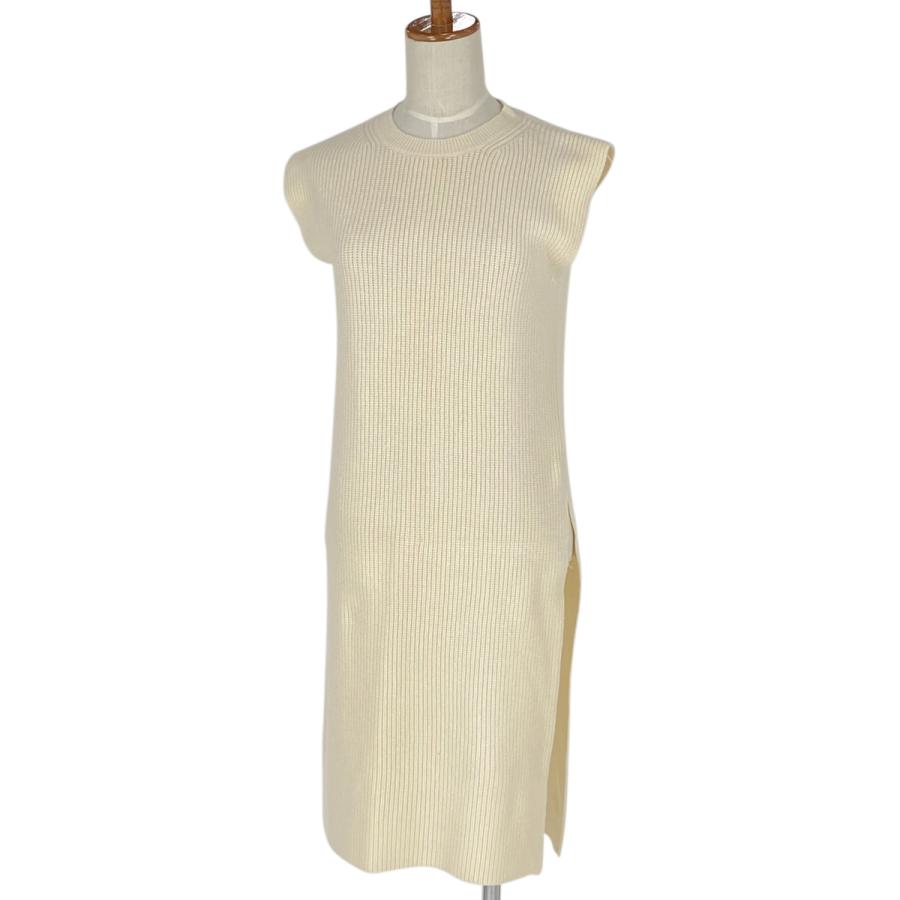注目ブランド ヘルムートラング Helmut Lang ニット チュニック ロング ワンピース スリット ノースリーブ 毛 カシミヤ アイボリー レディース 受賞店舗 Farmerscentre Com Ng