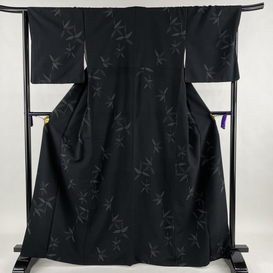 値引きする 紬 美品 秀品 葉柄 黒 袷 166 5cm 66cm M 正絹 即納最大半額 Zoetalentsolutions Com
