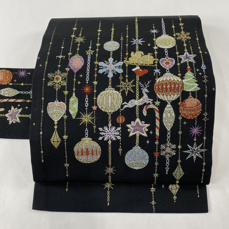 セール30 Off 名古屋帯 美品 逸品 クリスマスオーナメント 箔 黒 正絹 中古 国内正規品 Gestion Etechnologies Shop