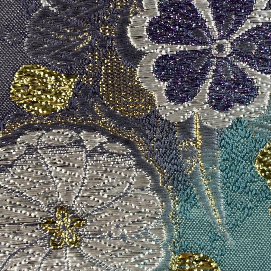 丸帯 美品 ラメ箔 中古 名品 正絹 辻が花吹雪文様 金通 青緑 Sale 67 Off 名品