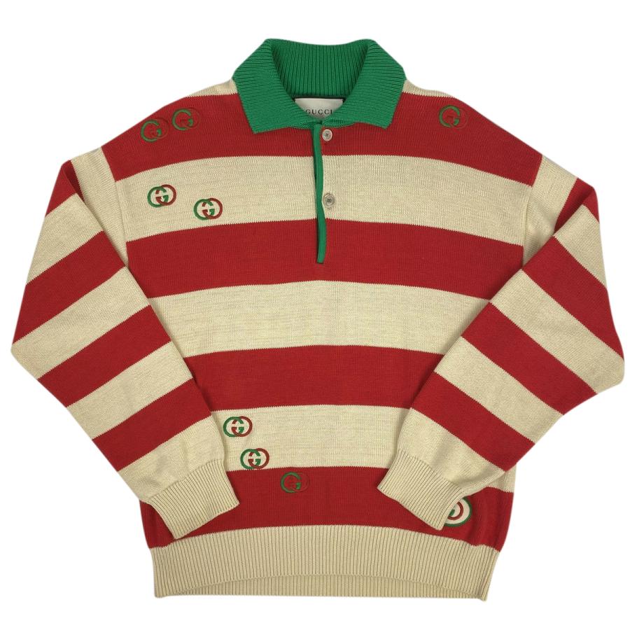 高級感 のグッチ Gucci ポロシャツ ロゴ メンズ ボーダー ファッション ポロ セーター Gg ニット トップス ポロシャツ コットン ベージュ レッド グリーン メンズ 中古 バイセルオンライン 店 21新春福袋 の