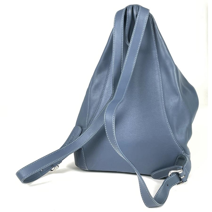 新品登場 中古 レディース ブルー レザー リュック ロゴ デイパック バックパック リュックサック アントン Loewe ロエベ 送料無料 Used バッグ Meorboston Org