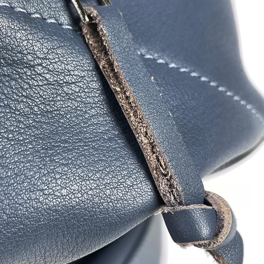 新品登場 中古 レディース ブルー レザー リュック ロゴ デイパック バックパック リュックサック アントン Loewe ロエベ 送料無料 Used バッグ Meorboston Org