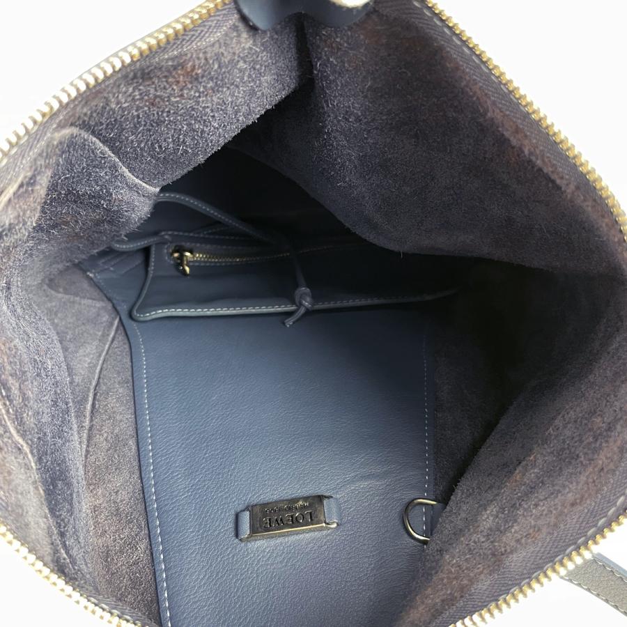 新品登場 中古 レディース ブルー レザー リュック ロゴ デイパック バックパック リュックサック アントン Loewe ロエベ 送料無料 Used バッグ Meorboston Org