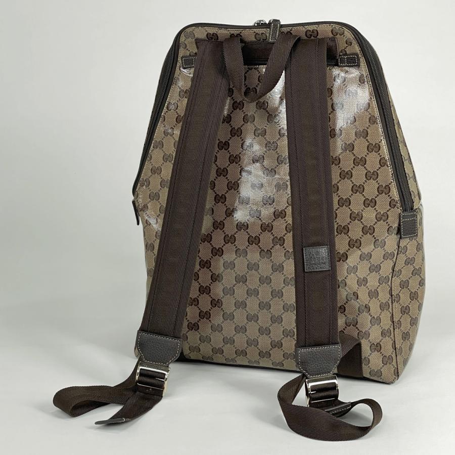 特売 リュックサック Ggクリスタル Gucci グッチ 送料無料 Used バックパック 中古 メンズ ブラウン ベージュ コーティングキャンバス リュック デイパック バッグ